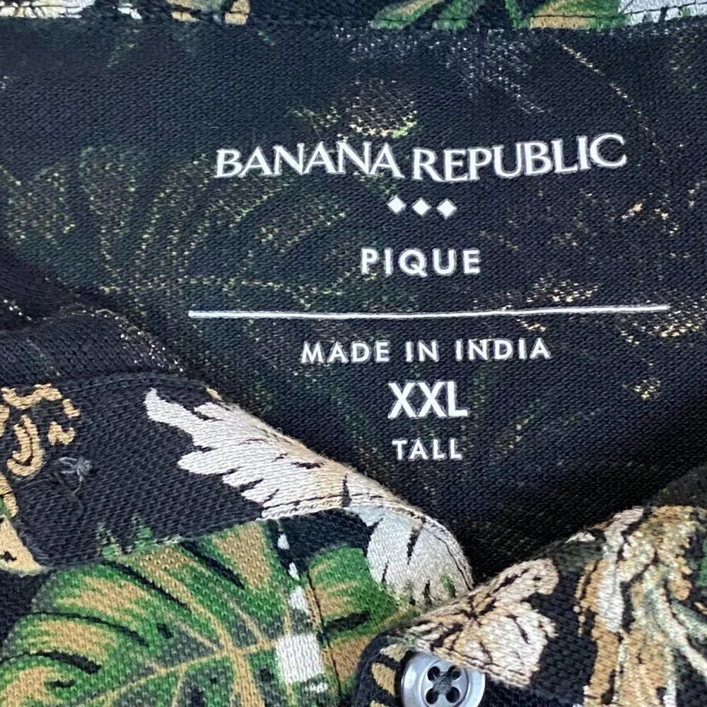 Banana Republic Tropical Print Short Sleeve Pique Polo Size XXL Tall Men